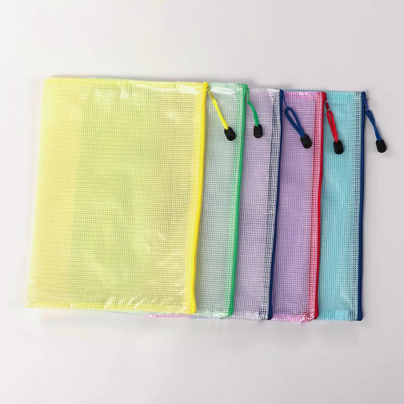 Mengxi 5pcs/set File Bag Zipper Closure Waterproof Pvc Multipurpose Tear Resistant Document Pouch Household Supplies