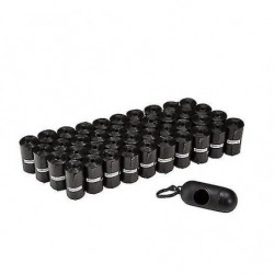 40 Pack Of 15 Black Dog Waste Bags With Dispenser And Leash Clip, Fragrance-free