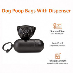 40 Pack Of 15 Black Dog Waste Bags With Dispenser And Leash Clip, Fragrance-free