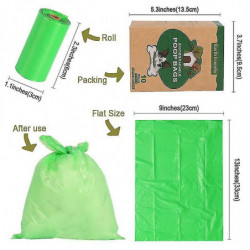 Sac de caca de chien, 10 rouleaux verts + distributeur, épais et durable, facile à enlever, sac de caca de chien [...]