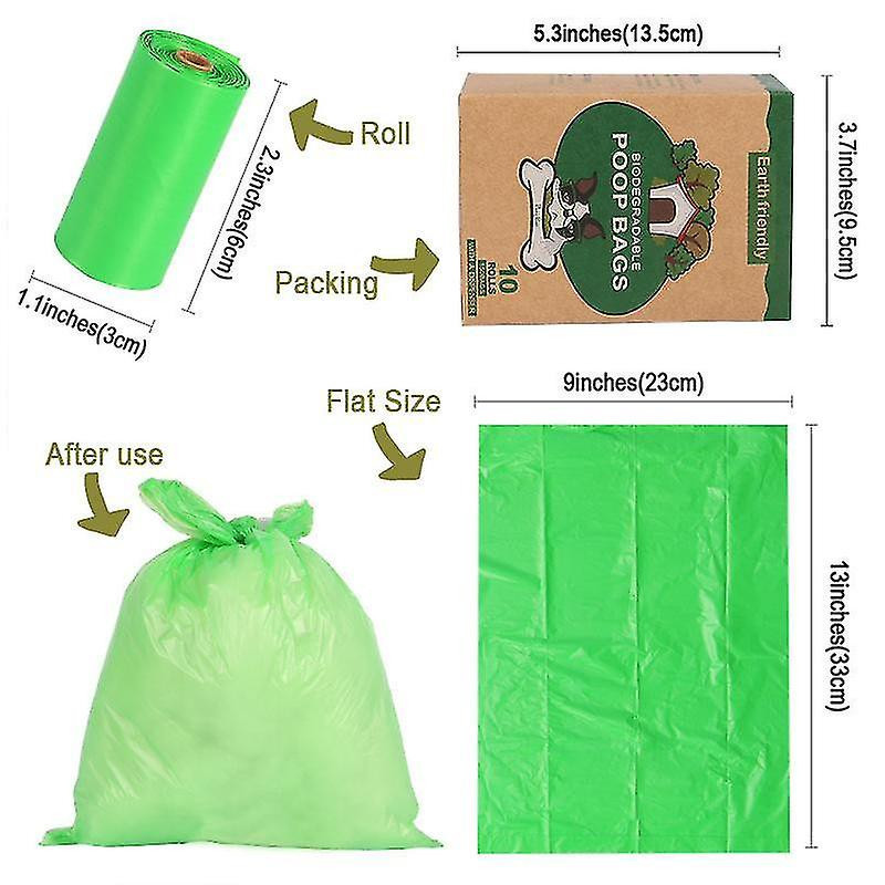 Sac de caca de chien, 10 rouleaux verts + distributeur, épais et durable, facile à enlever, sac de caca de chien [...]