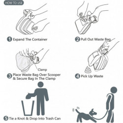 Portable Poop Scoop, Extendable Dog Poop Scoop With Dispenser For 3 Dog Poop Scoop Waste Bag Refills