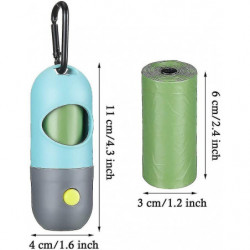 2 Pieces Dog Poop Waste Bag Holder Dispenser With Led Flashlight And 2 Rolls Dog