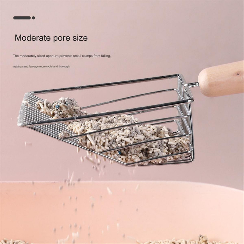 Metal Cats Litter Scoop with Holder Stand, Heavy Duty and Easy Clean Grey