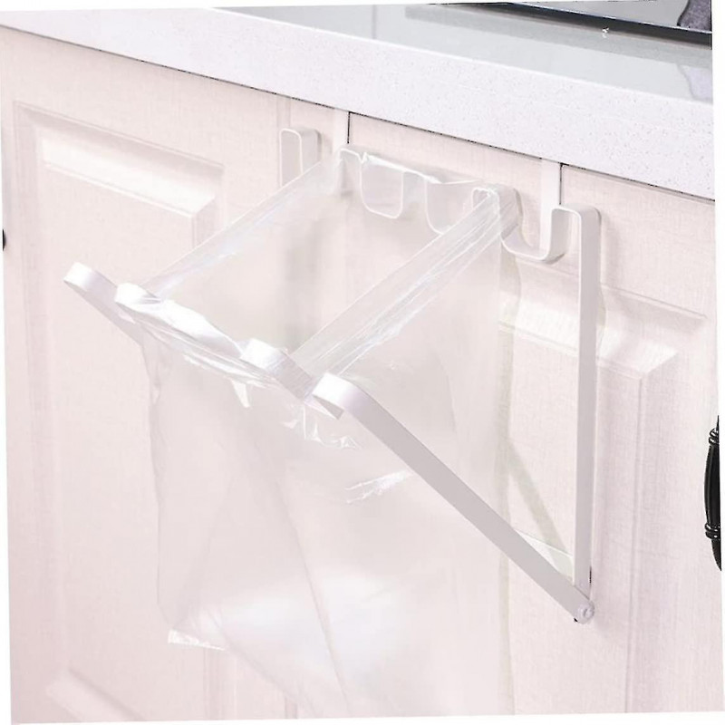 Trash Bag Holder Foldable Cabinet Garbage Hanger Rubbish Bag Storage Rack (1pc, White)