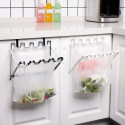 Trash Bag Holder Foldable Cabinet Garbage Hanger Rubbish Bag Storage Rack (1pc, White)