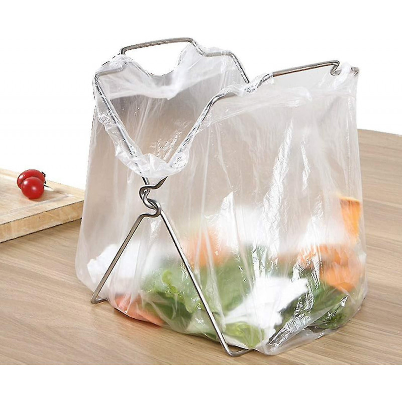 Stainless Steel Trash Bag Holder, Trash Bag Holder, Hanging Garbage Bag Holder 27x17cm Silver