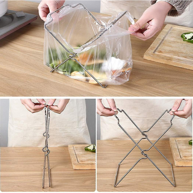 Stainless Steel Trash Bag Holder, Trash Bag Holder, Hanging Garbage Bag Holder 27x17cm Silver