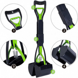 Scooper à caca pour grands petits chiens, râteau pliable de ramassage des déchets de caca de chien