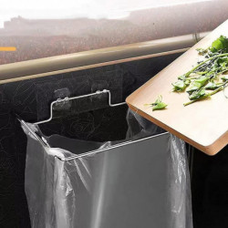 2 Sets Stainless Steel Trash Bag Holder Adhesive Hanging Trash for Kitchen Cupboard Door