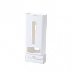 Wall-Mounted Plastic Bag Dispenser Garbage Trash Bags Storage Box, White