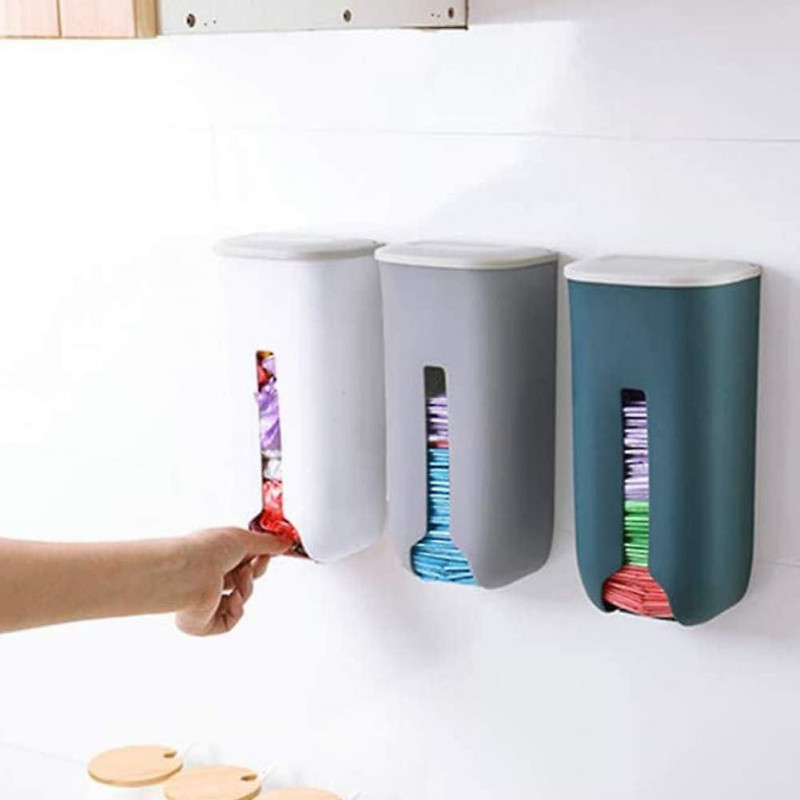 Garbage Plastic Bag Holder Trash Bag Dispenser Wall Mounted Self Adhesive Hanging Box White