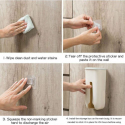 Garbage Plastic Bag Holder Trash Bag Dispenser Wall Mounted Self Adhesive Hanging Box White