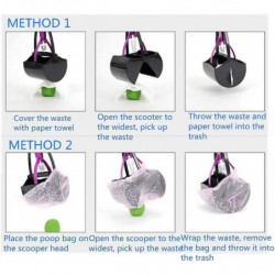 Pelle à crottes de chien de compagnie, longue poignée pliable ramasse les excréments de chien de taille moyenne, [...]