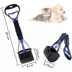 Dog Pooper Scooper Handle Jaw Pooper Scooper Pet Waste Pick Up Tool 17.7" Blue
