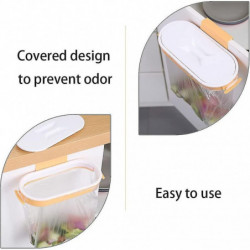 Rash Bag Holder Hanging Trash Bag Rack With Lid Garbage Bags Storage Bracket For Home And Kitchen (yellow)(1pc