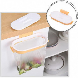Rash Bag Holder Hanging Trash Bag Rack With Lid Garbage Bags Storage Bracket For Home And Kitchen (yellow)(1pc
