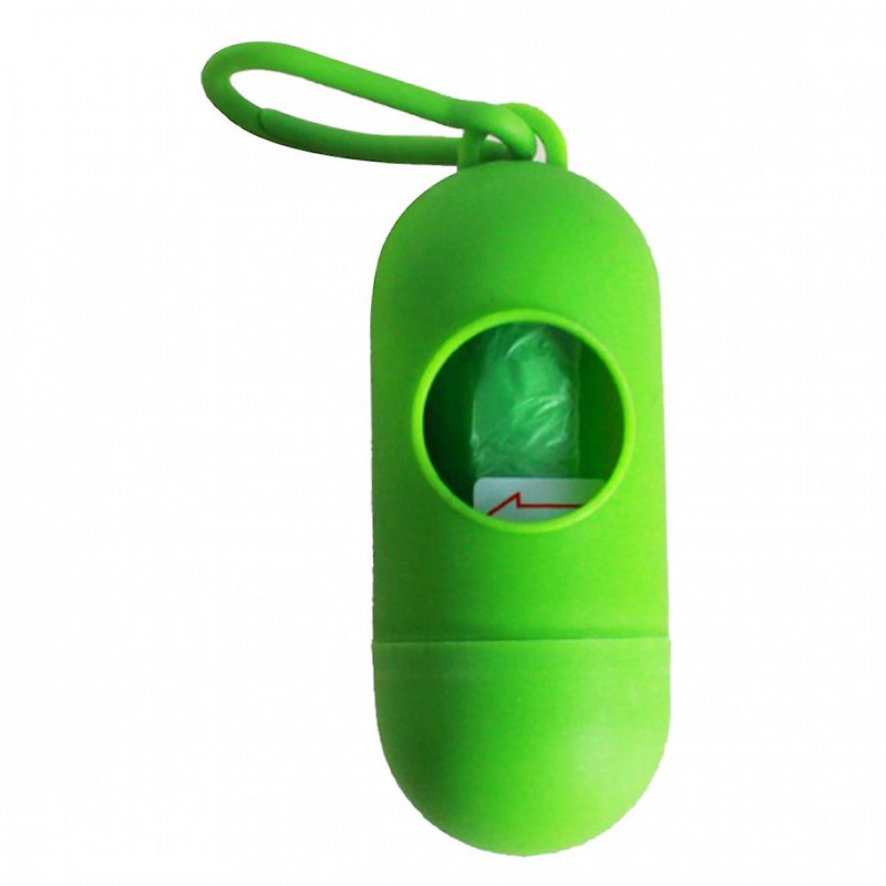 Plastic Dog Poo Bag Dispensers + Pet Waste Bags Green