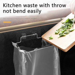 1 Set Trash Bag Holder Punch-free Wall-mounted Stainless Steel Cupboard Cabinet Door Hanging Garbage Bag Holder [...]