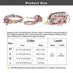 3pcs/set Personalized Dog Collar & Leash & Poop Bag Holder Dispenser Flower Xs-l