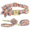 3pcs/set Personalized Dog Collar & Leash & Poop Bag Holder Dispenser Flower Xs-l