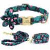 3pcs/set Personalized Dog Collar & Leash & Poop Bag Holder Dispenser Flower Xs-l