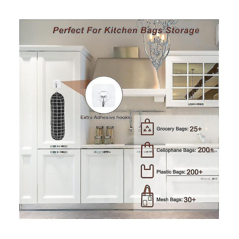 Plastic Bag Holder, Wall Mount Garbage Plastic Bag Organizer, Bag Storage Dispenser, Bag Holder For