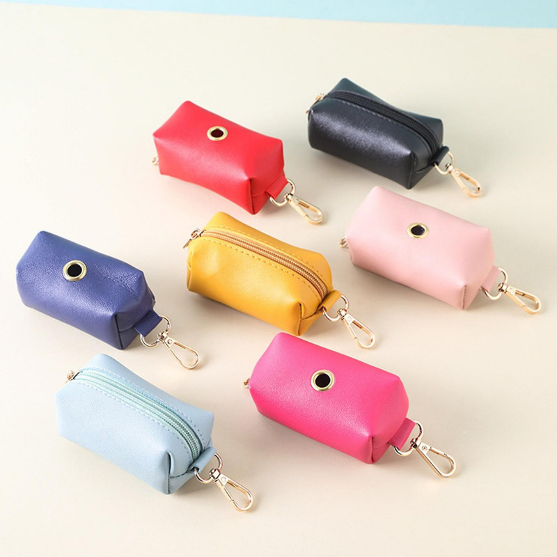 Dog Poop Bag Holder with Metal Clip Pull-out Design Smooth Zipper for Hassle-Free Use Portable