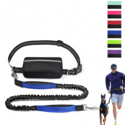 Hands Free Dogs Leash with Waist Bag Pet Supplies for Jogging Training Hiking violet