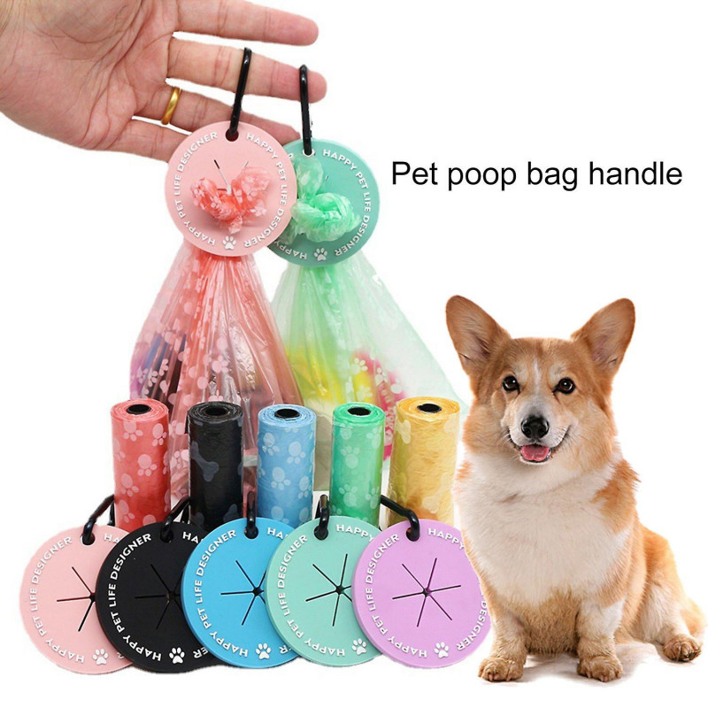 Poop Bag Handle Round Shape Convenient Small Size Portable Exquisite Pet Poop Waste Bag Clip Pet