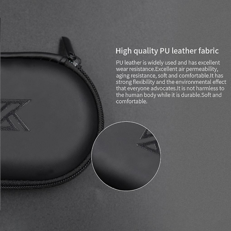 Kz Earphones Case Pu Leather Oval Shape Storage Box Bag Holder With