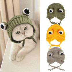 Pet Hat Adjustable Cute Cartoon Shape Dog Cat Knitted Hat Party Photo Props Decoration for Autumn