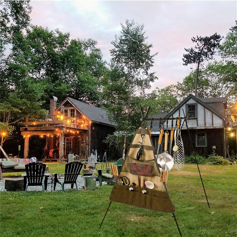 Camping Picnic Tableware Storage Bag Portable Barbecue Cutlery Organizer Hanging Holder Bags Outdoor Tools