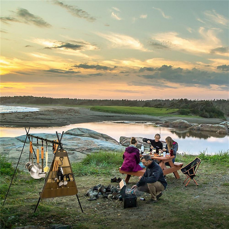 Camping Picnic Tableware Storage Bag Portable Barbecue Cutlery Organizer Hanging Holder Bags Outdoor Tools