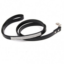 Pet Dog Leash Sparkling Rhinestone Design with Hanging Hook Comfortable to Wear Artificial Leather