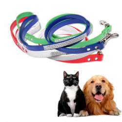 Pet Dog Leash Sparkling Rhinestone Design with Hanging Hook Comfortable to Wear Artificial Leather