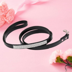 Pet Dog Leash Sparkling Rhinestone Design with Hanging Hook Comfortable to Wear Artificial Leather Pet Dog Leash Sparkling Rhinestone Design with Hanging Hook Comfortable to Wear Artificial Leather