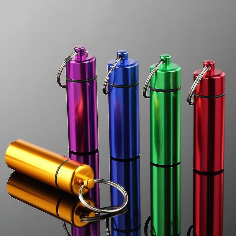 Waterproof Pill Shaped Aluminum Alloy Pill Drug Bottle Holder Containe