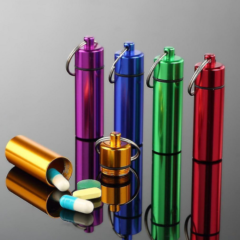 Waterproof Pill Shaped Aluminum Alloy Pill Drug Bottle Holder Containe