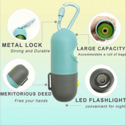 Dog Poop Bags Dispenser With Led Flashlight Dog For Poop With Dispenser And Leash Clip 2 Pack