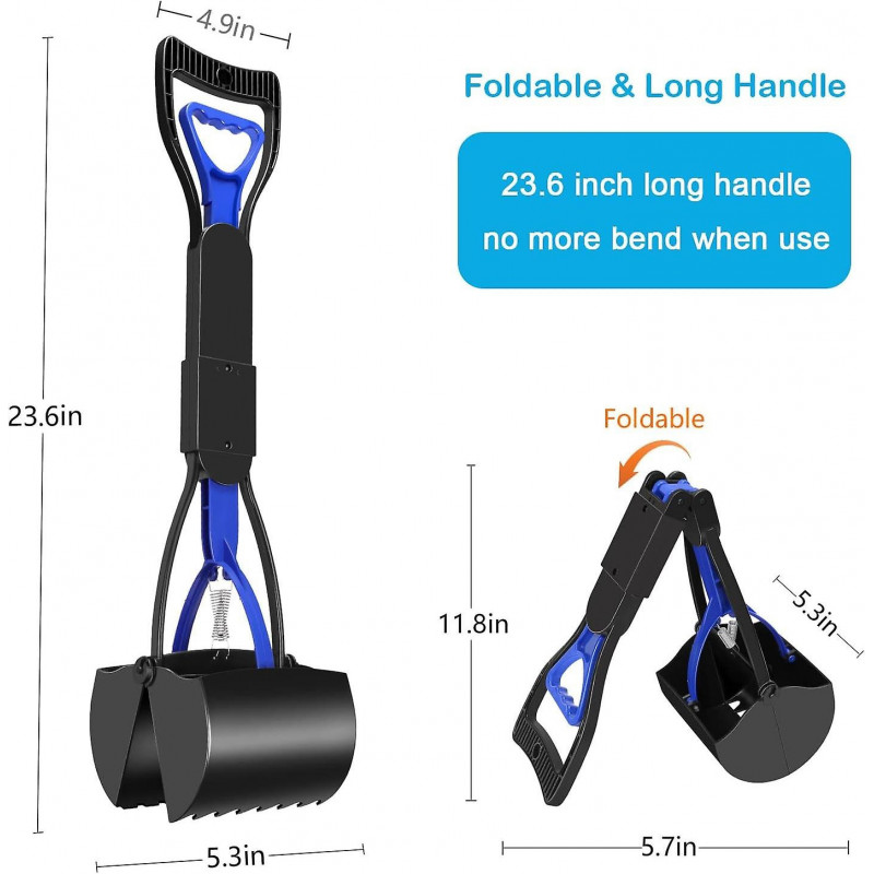 Pet Pooper Scooper for Dogs, Long Handle Dog Pooper Scooper, Durable Spring and Premium Materials,