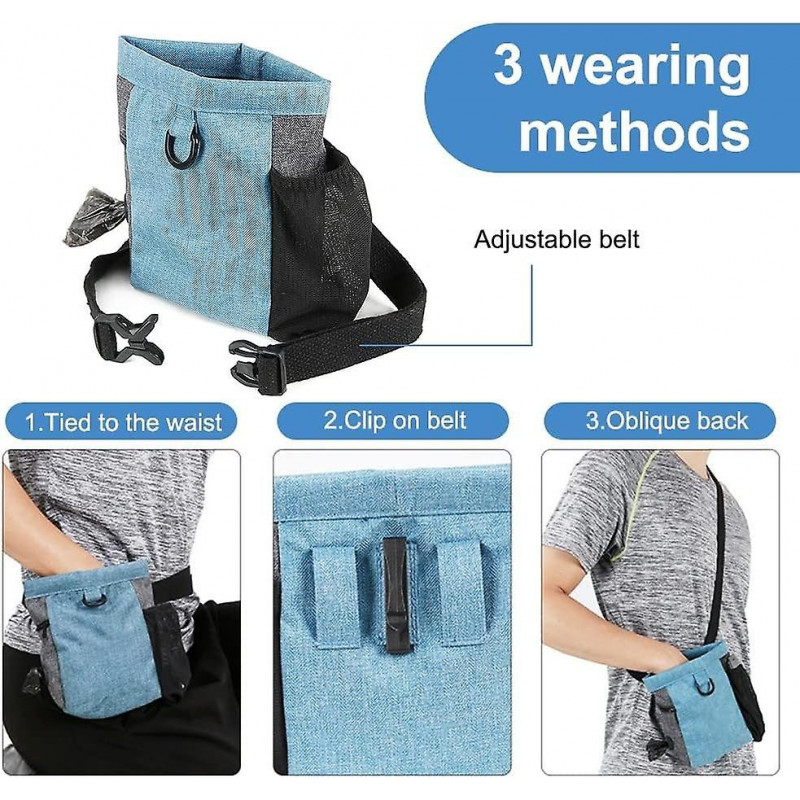 Dog Treat Travel Bag, 7.5"x4.3" Adjustable Dog Walking Bag With Poop Bag For Camping Hiking Traveling Hunting