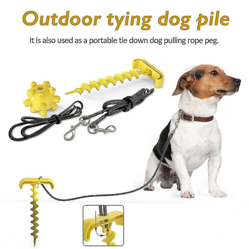Outdoor Portable Tie Down Dog Pulling Rope With Bouncing Ball Rope Toy Practical Tie Up Pet Leash Peg Pet Supplies