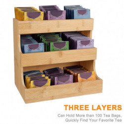 Tea Sugar Coffee Bags Storage Rack Wooden Tea Bag Holder Office Supply