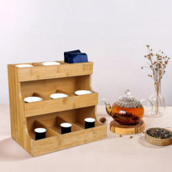 Tea Sugar Coffee Bags Storage Rack Wooden Tea Bag Holder Office Supply