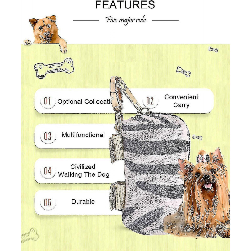 Zysd Dog Poop Bag Holder, Pet Waste Bag Dispenser, Durable Metal Zipper, Po