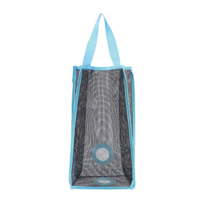 Hanging Folding Mesh Garbage Bag Organizer Trash Bags Holder Recycling Containers Storage for Kitchen - Size L(Blue)