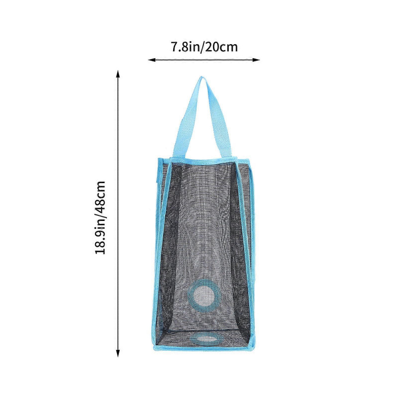 Hanging Folding Mesh Garbage Bag Organizer Trash Bags Holder Recycling Containers Storage for Kitchen - Size L(Blue)