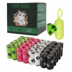 PANGBAN 40 Rolls HDPE+EPI Disposal Pet Dog Poop Bags Waste Trash Bags with Dispenser-Mix Color