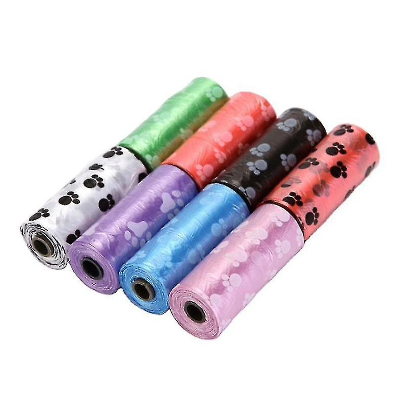 2024,Printed pet garbage bag dog poop bag 15 per roll cat and dog cleaning supplies footprint garbage bag-15 26*31cm-